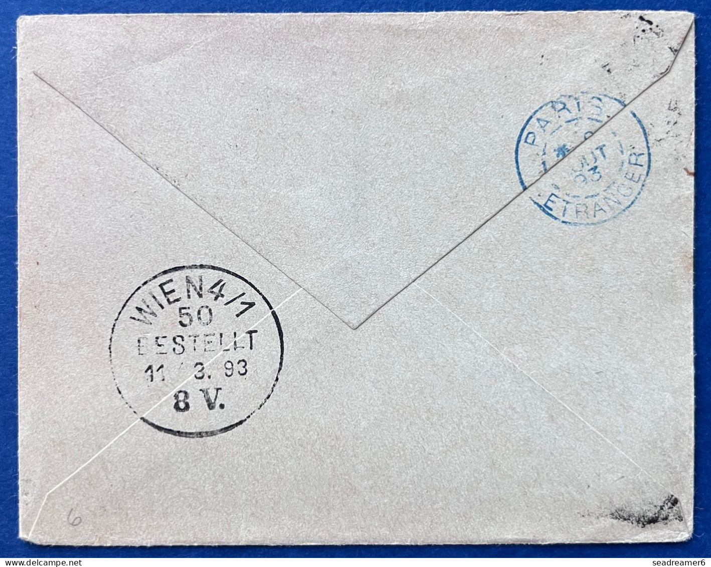 ENTIER Lettre 15c Bleu + Complément Sage N°85 X5 Oblitérés De ROUEN Pour WIEN / AUTRICHE Transit Dateur Bleu PARIS TTB - 1876-1898 Sage (Tipo II)