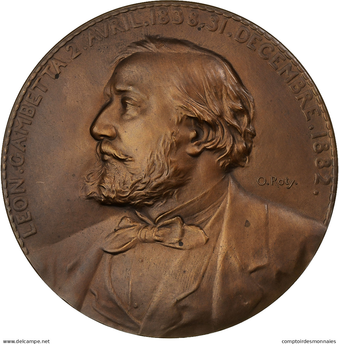 France, Médaille, Décès De Léon Gambetta, 1882, Bronze, O.Roty, SPL+ - Autres & Non Classés