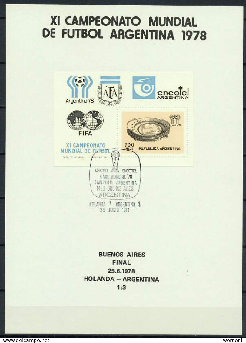 Argentina 1978 Football Soccer World Cup Commemorative Print Final Match Netherlands - Argentina 1:3 Results - 1978 – Argentina