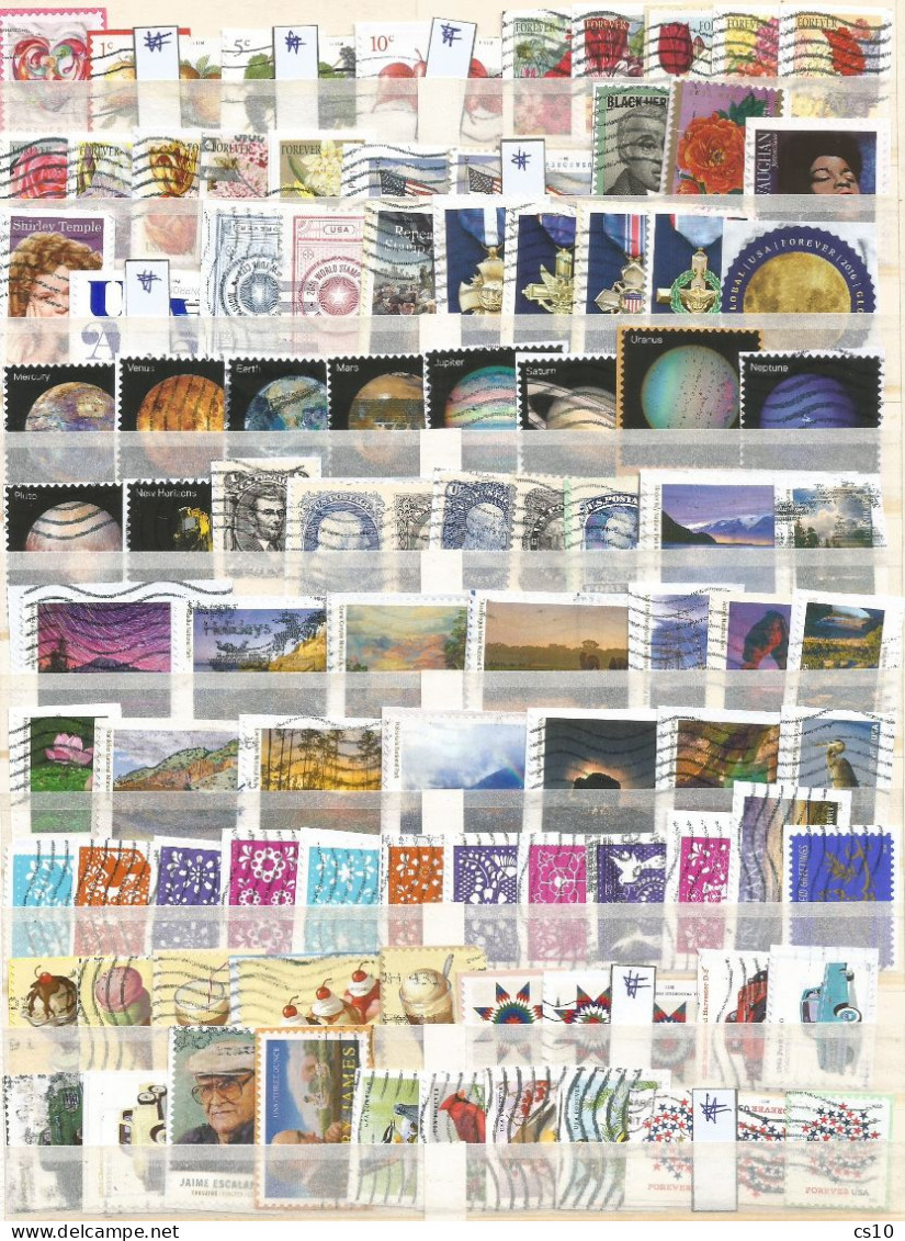 Kiloware Forever USA 2021 BACK TO 2011 Selection stamps of the years in 1,200  DIFFERENT stamps used ON-PIECE