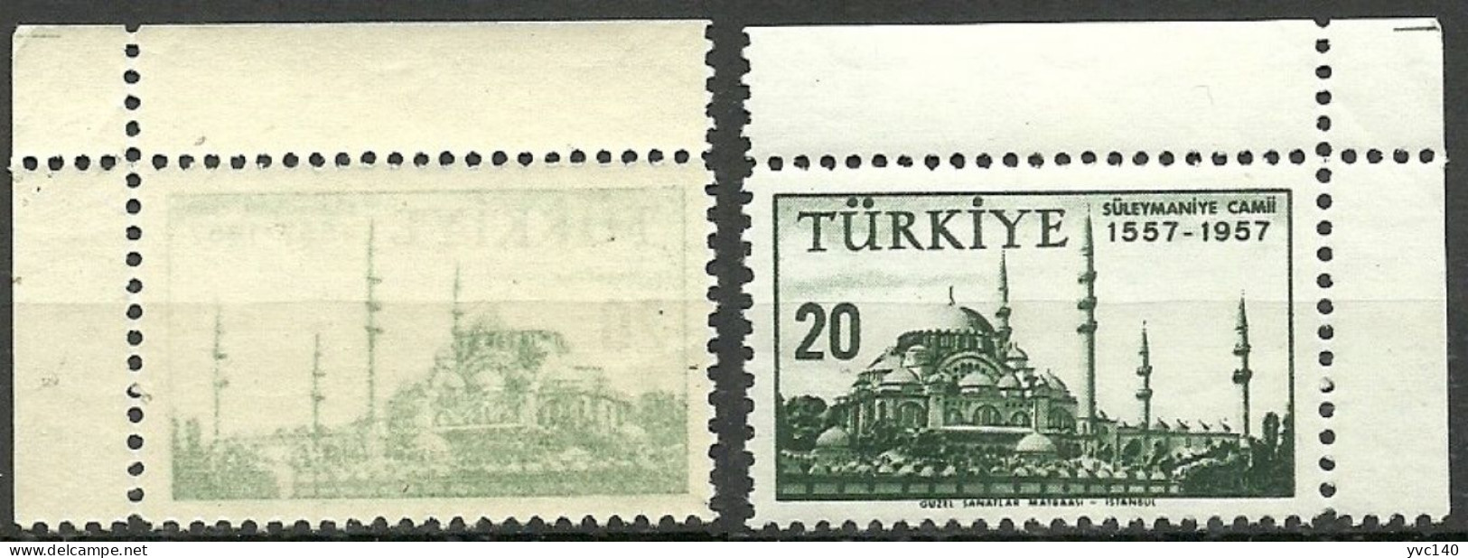 Turkey; 1957 400th Anniv. Of The Opening Of The Mosque Of Suleymaniye 20 K. "Abklatsch ERROR" MNH** - Ongebruikt