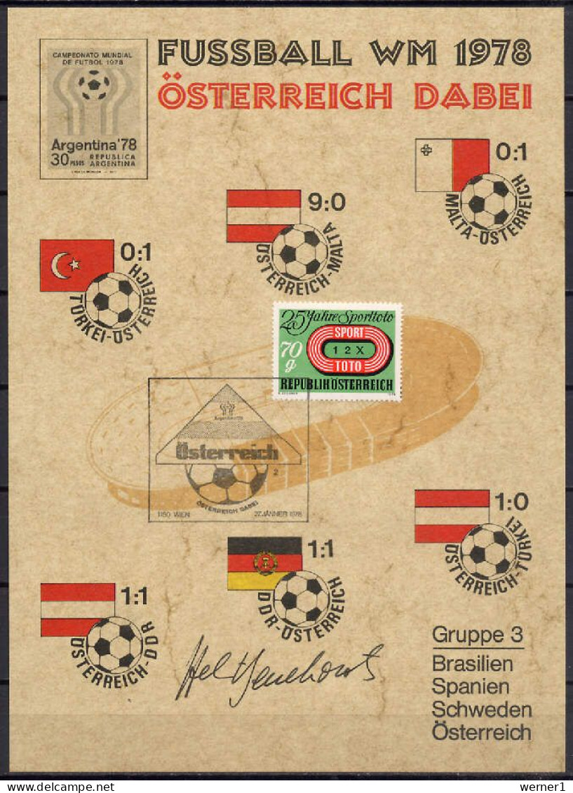 Austria 1978 Football Soccer World Cup Commemorative Autograph Print With Sign. Of H. Senekowitsch - 1978 – Argentine