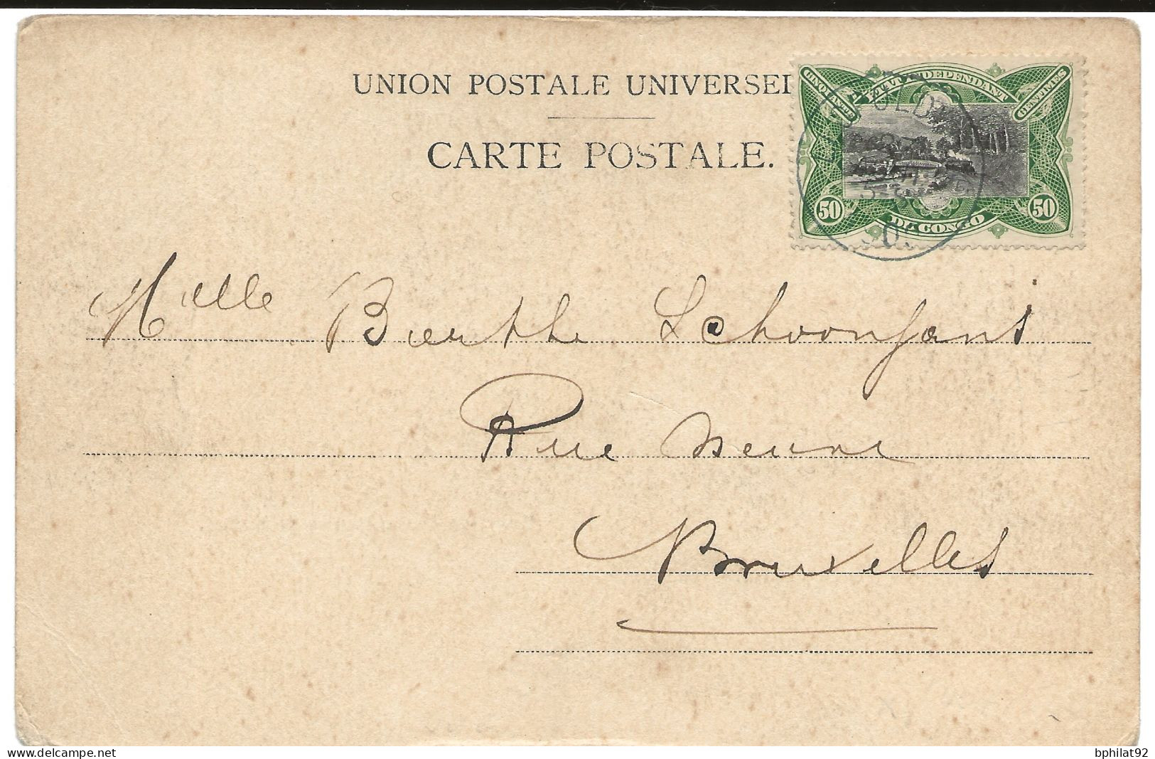 !!! CONGO, CPA DE 1909, DÉPART DE LÉOPOLDVILLE POUR BRUXELLES (BELGIQUE) - Storia Postale
