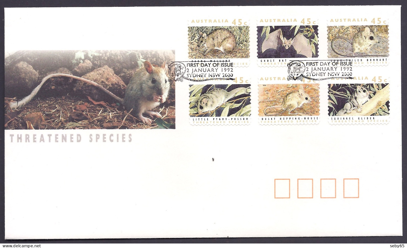 Australia 1992 - Fauna, Wild Endangered Animals, Threatened Species, Wildlife - FDC - Ersttagsbelege (FDC)