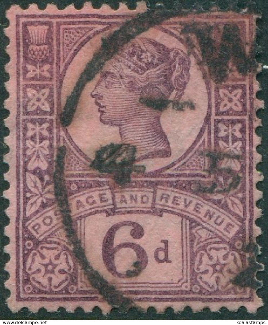 Great Britain 1887 SG208a 6d Deep Purple/rose Red QV #1 FU - Other & Unclassified