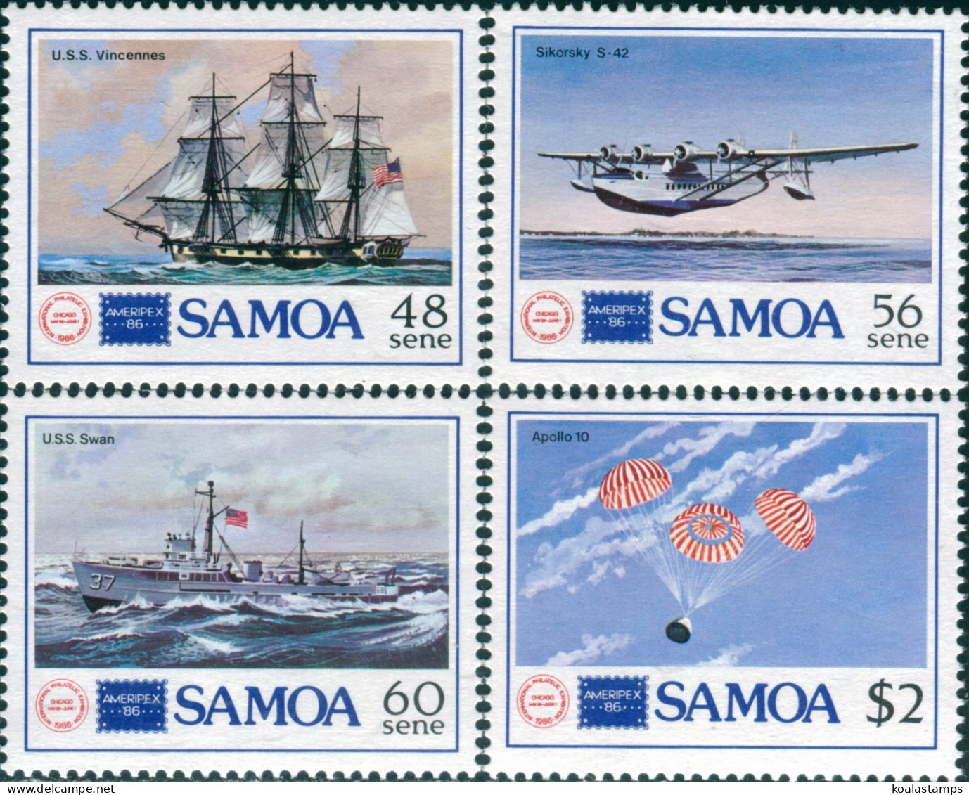 Samoa 1986 SG731-734 Ameripex Stamp Exhibition Set MNH - Samoa (Staat)