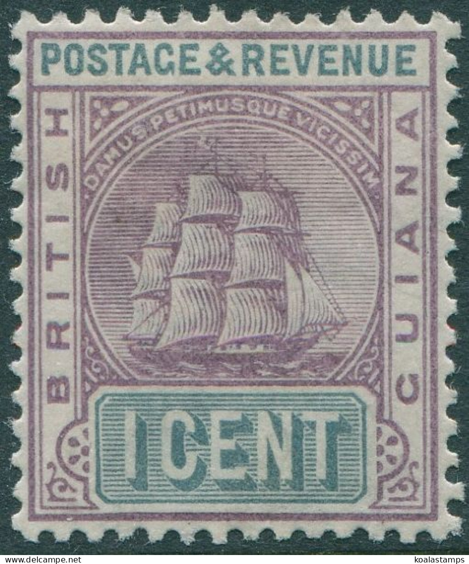 British Guiana 1889 SG193 1c Purple And Grey Ship MLH - Guyane (1966-...)
