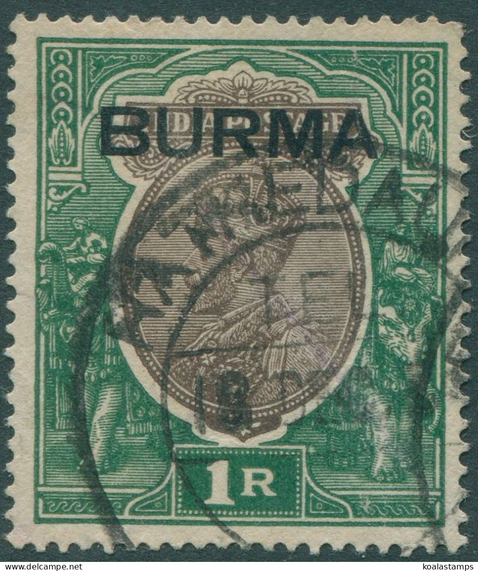 Burma 1937 SG13 1r Brown And Green KGVI BURMA Ovpt FU - Myanmar (Birma 1948-...)