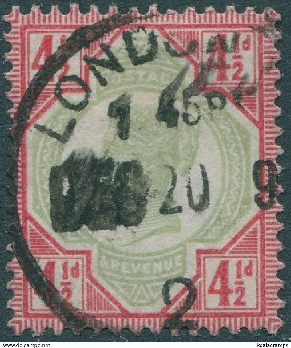 Great Britain 1887 SG206 4½d Green And Carmine QV #4 FU - Other & Unclassified