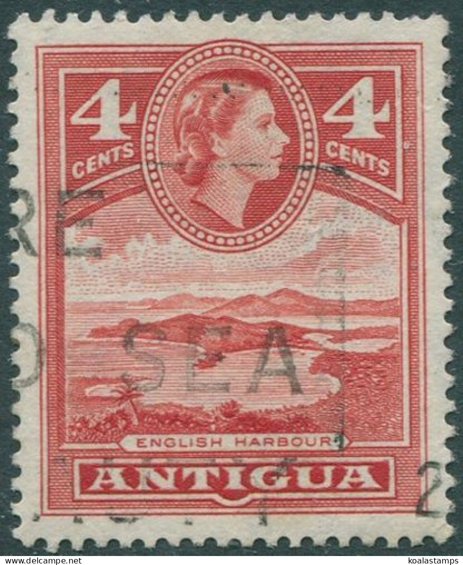 Antigua 1953 SG153 4c Red QEII English Harbour FU - Antigua Und Barbuda (1981-...)