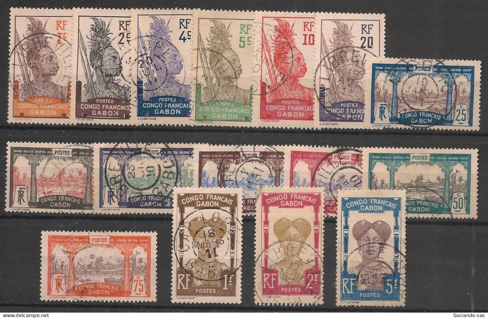 GABON - 1910 - N°YT. 33 à 48 - Série Complète - Oblitéré / Used - Gebruikt