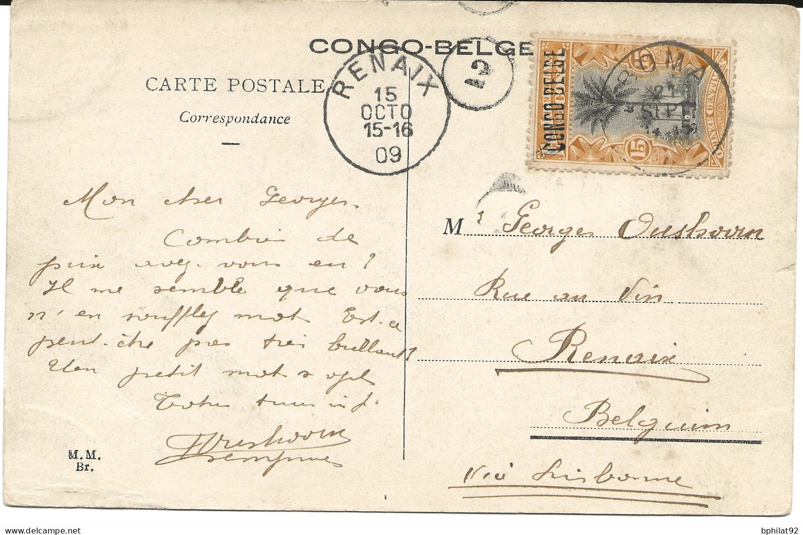 !!! CONGO, CPA DE 1909, DÉPART DE BOMA POUR RENAIX. MARCHÉ DE SHABUNDA. - Lettres & Documents