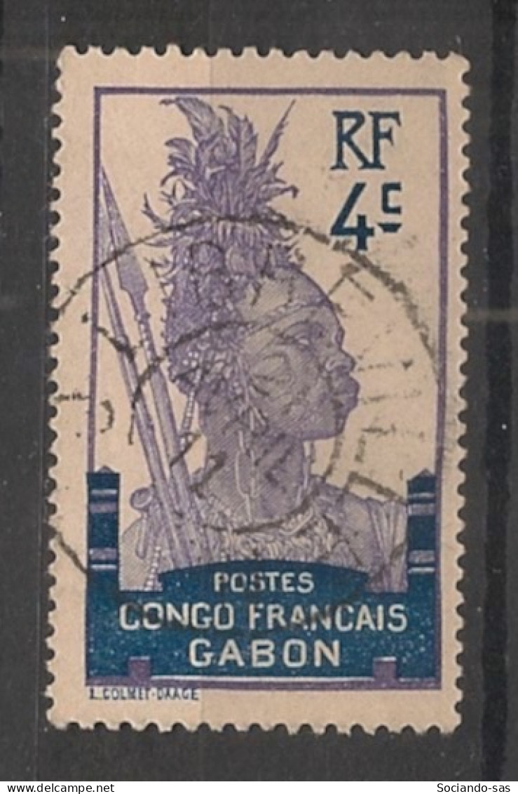 GABON - 1910 - N°YT. 35 - Guerrier 4c Bleu - Oblitéré / Used - Oblitérés