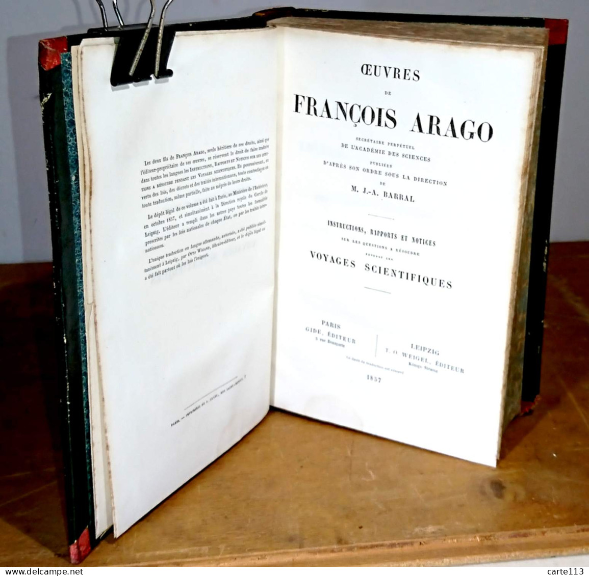 ARAGO Francois - INSTRUCTIONS, RAPPORTS ET NOTICES SUR LES QUESTIONS A RESOUDRE PENDAN - 1801-1900