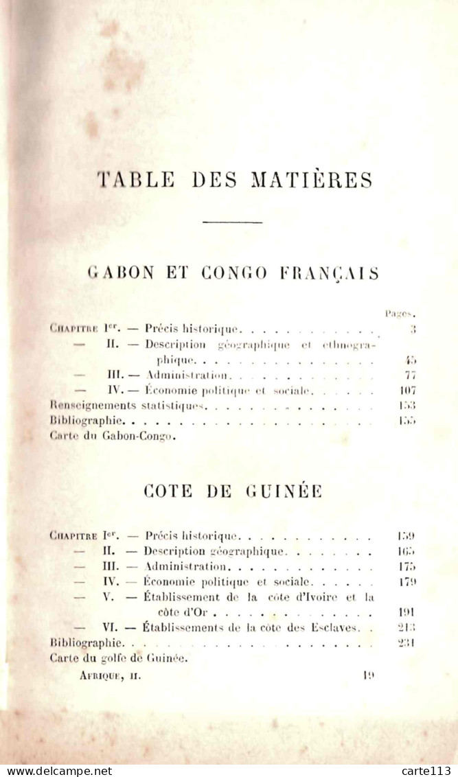 COLLECTIF  - COLONIES D'AFRIQUE - GABON ET CONGO FRANCAIS - COTE DE GUINEE - 1801-1900