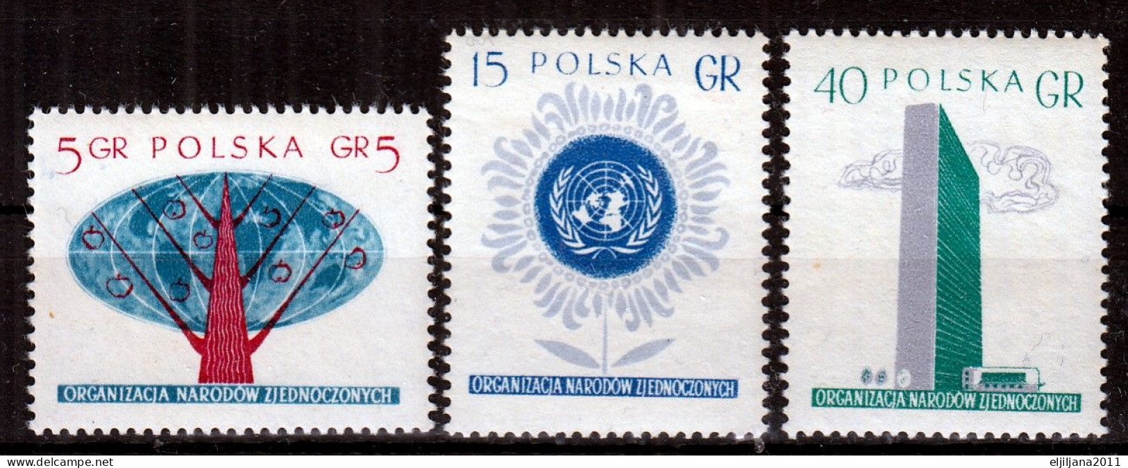 ⁕ Poland / Polska 1957 ⁕ UN - United Nations Mi.998-1000 ⁕ 3v MNH - Nuovi