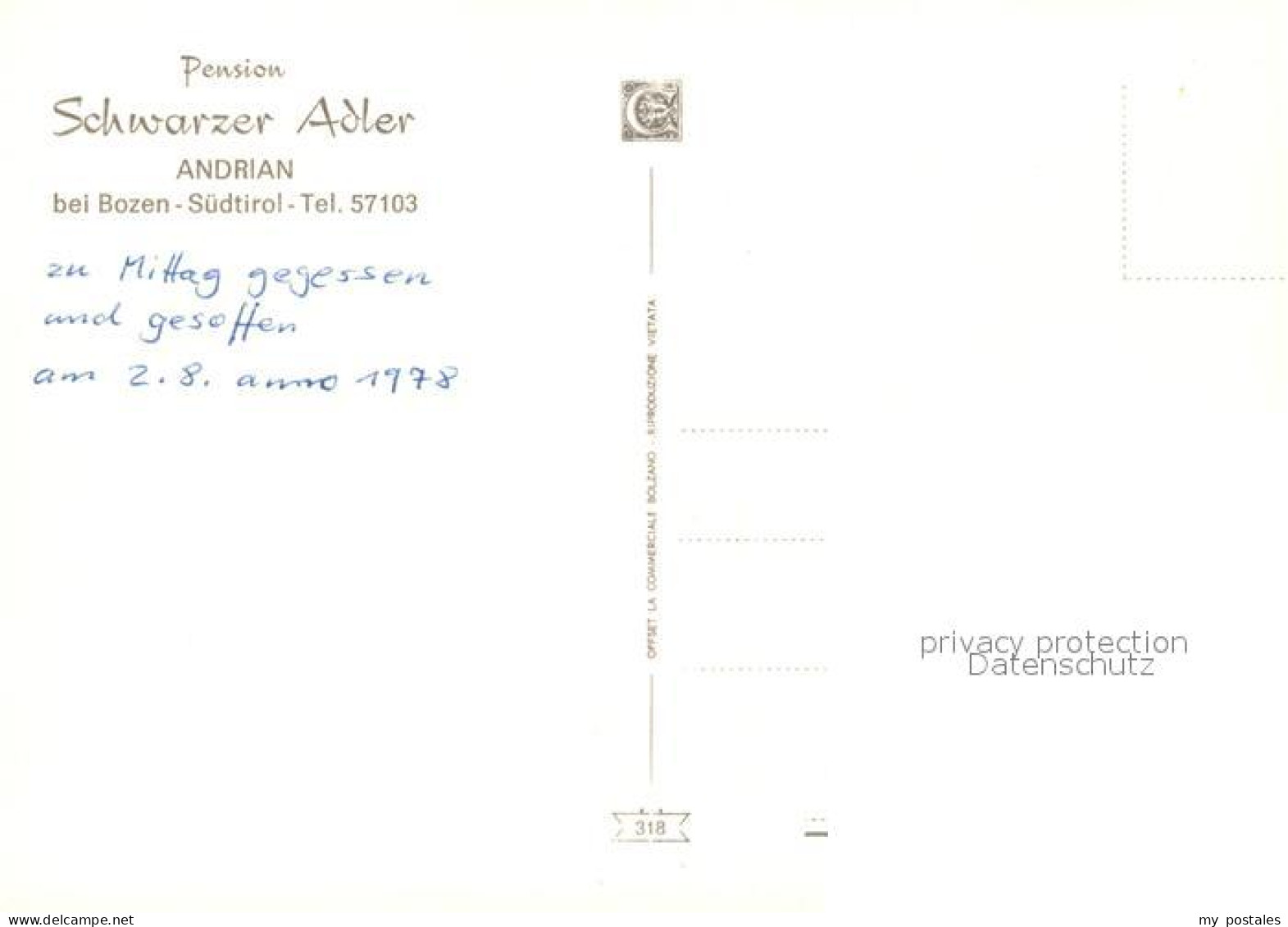 73105399 Andrian Pension Schwarzer Adler Firenze - Other & Unclassified