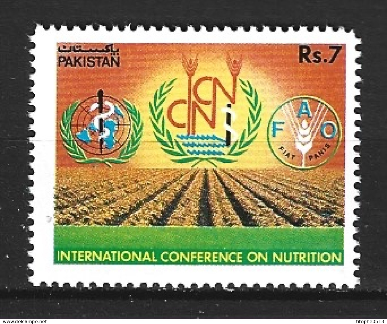 PAKISTAN. N°809 De 1992. FAO/Nutrition. - Food