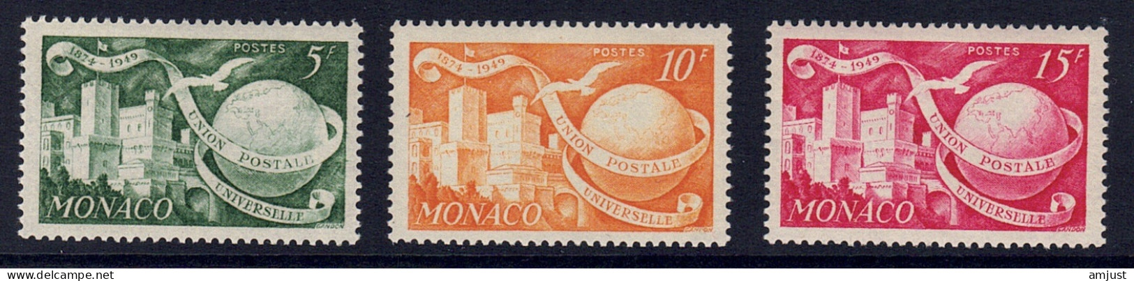 Monaco // 1949  // 75 Ans De L'U.P.U. Série Timbres Neufs** MNH  No. Y&T 332-332A-333 - Nuevos