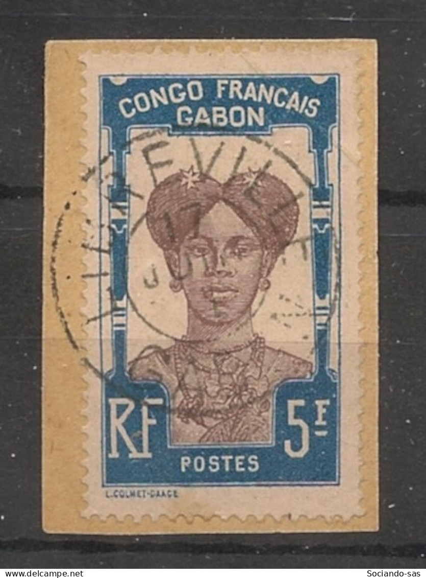 GABON - 1910 - N°YT. 48 - Femme Bantou 5f Bleu - Oblitéré / Used - Oblitérés