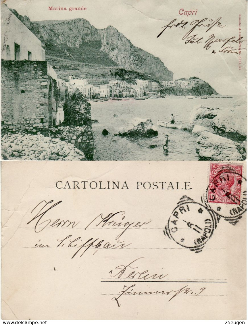 ITALY 1911 POSTCARD SENT FROM CAPRI TO BERLIN - Marcophilie