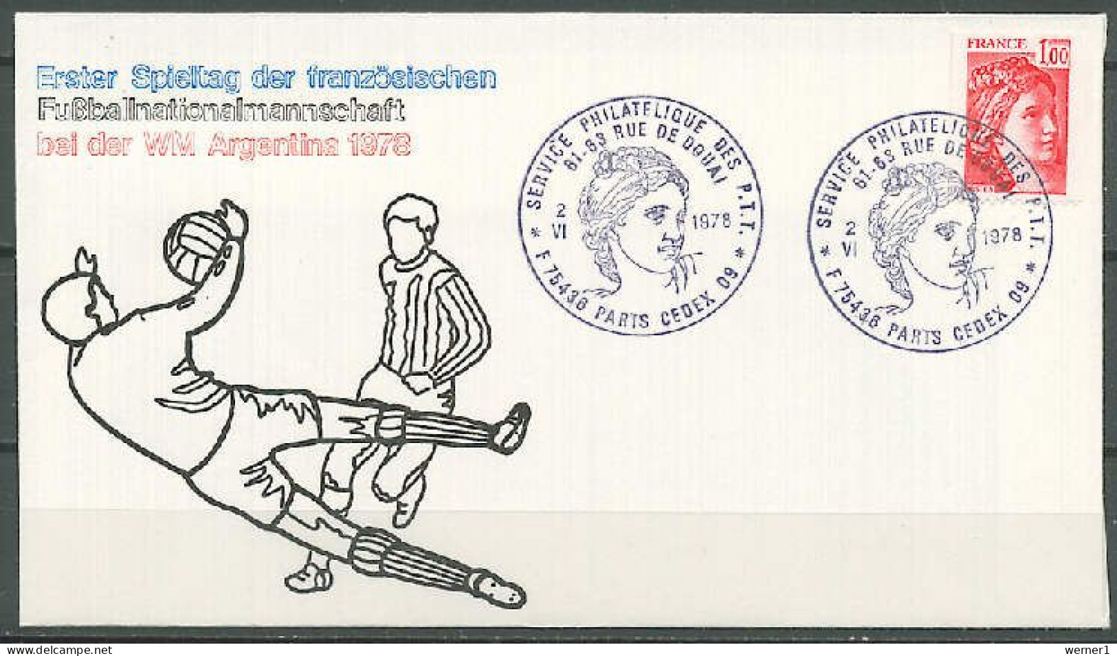 France 1978 Football Soccer World Cup Commemorative Cover First Match - 1978 – Argentina