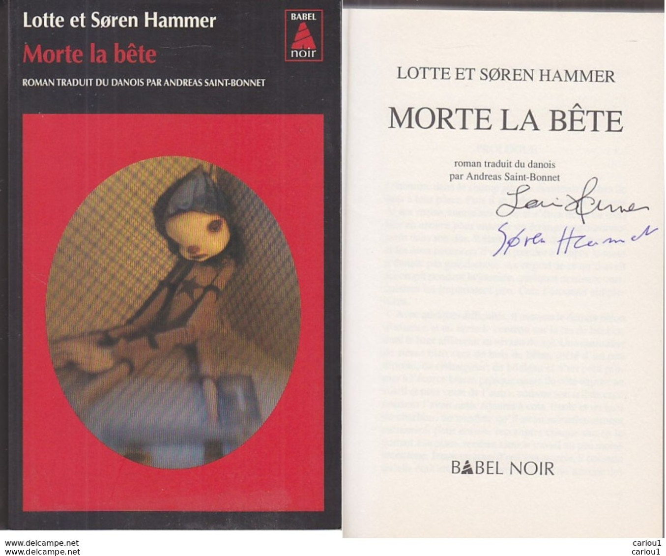 C1 Lotte Soren HAMMER Simonsen MORTE LA BETE Envoi DEDICACE Signed DANEMARK - Libros Autografiados