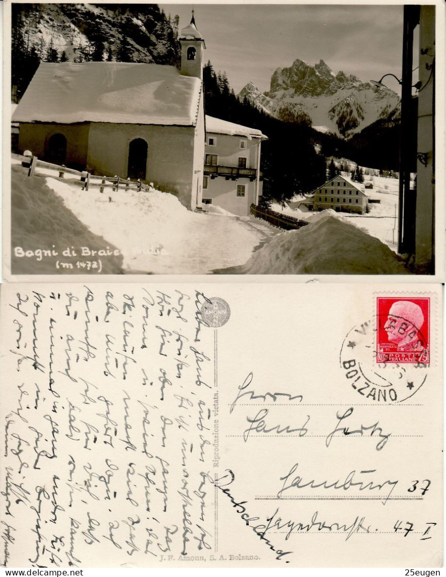 ITALY 1936 POSTCARD SENT FROM BOLZANO TO HAMBURG - Poststempel