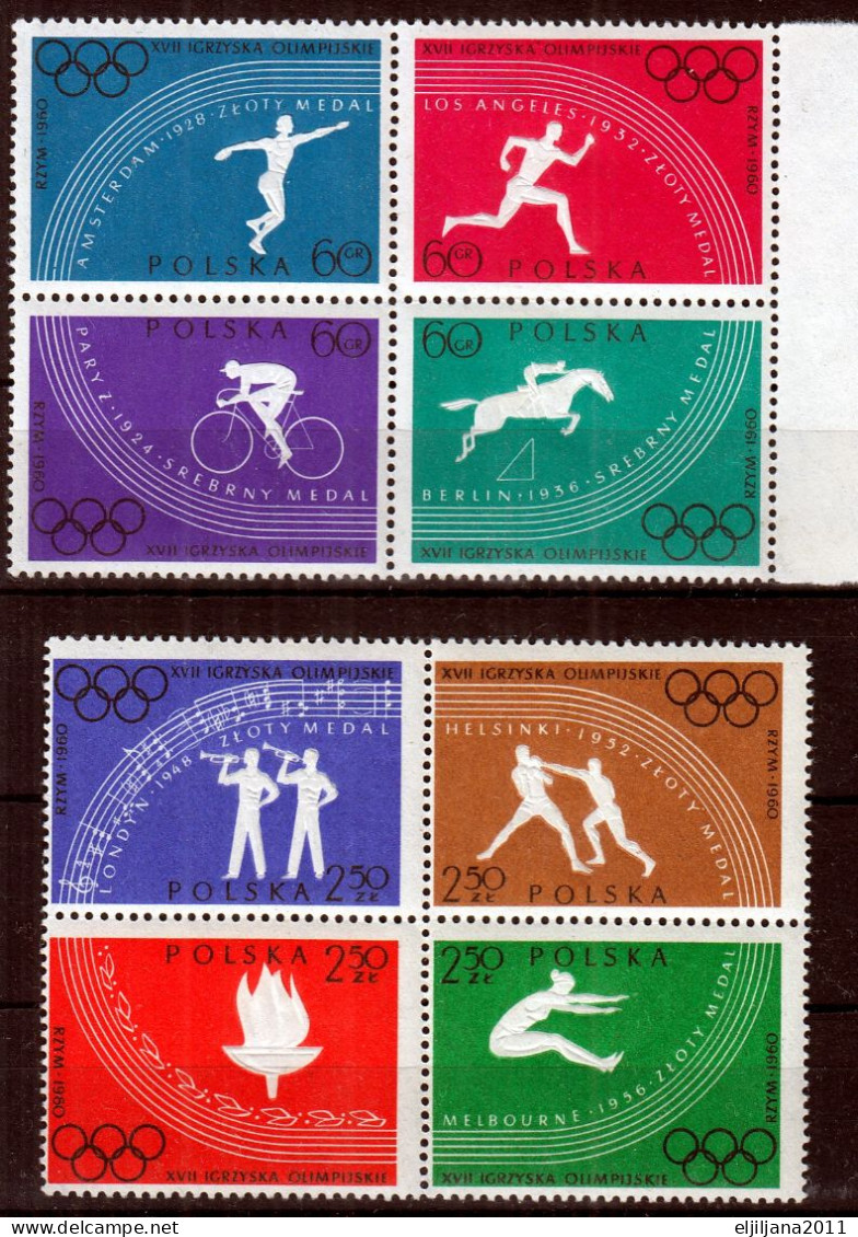 ⁕ Poland / Polska 1960 ⁕ Olympic Games Mi.1166-1173 A ⁕ 8v MNH - Nuovi