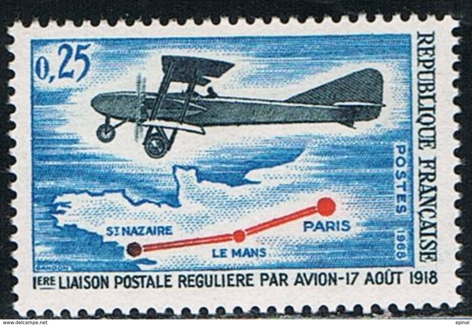 FRANCE : N° 1565 ** (1ère Liaison Postale Régulière Par Avion) - PRIX FIXE - - Ongebruikt