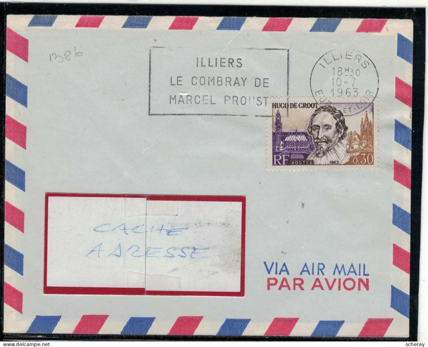 YT 1386 SSL/ ILLIERS 10/7/1963 FAG LE COMBRAY DE MARCEL PROUST - 1960-.... Lettres & Documents