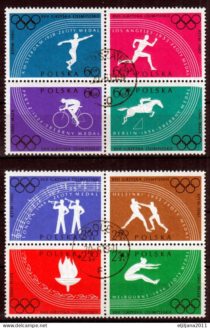 ⁕ Poland / Polska 1960 ⁕ Olympic Games Mi.1166-1173 A ⁕ 8v Used - Gebruikt