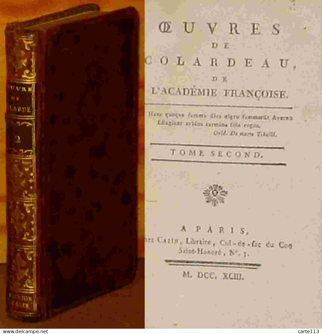 COLARDEAU Charles-Pierre - OEUVRES - TOME 2 - CAZIN - 1701-1800