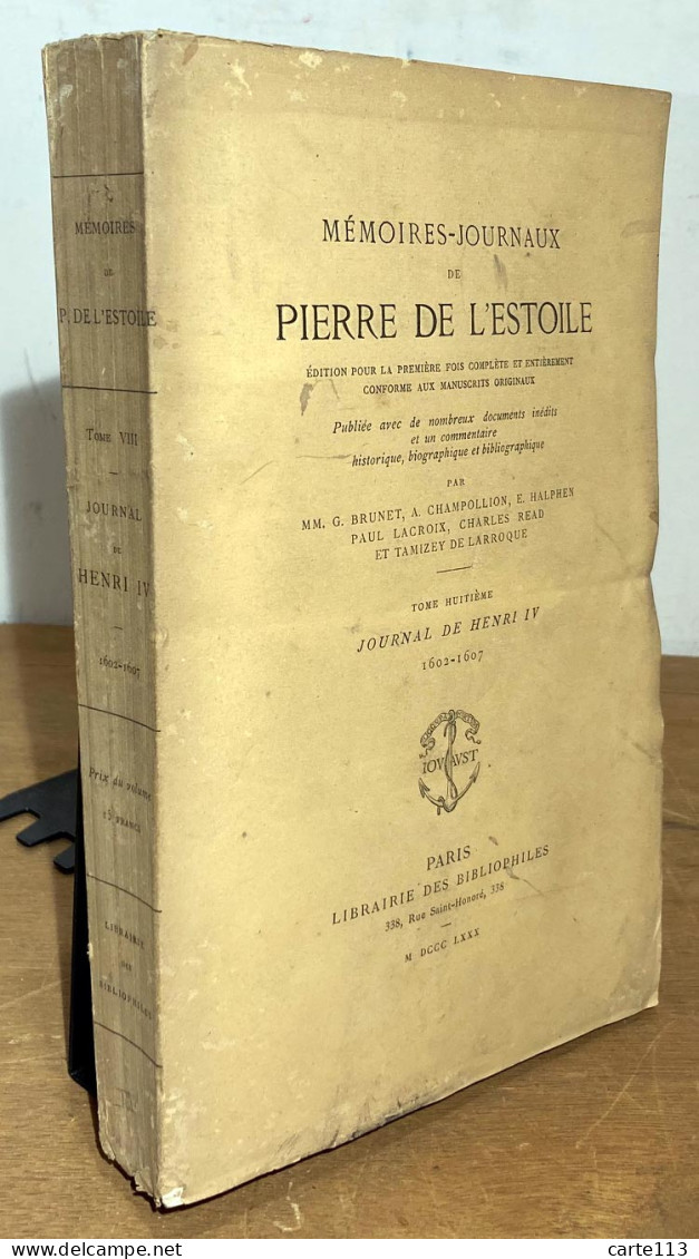 L'ESTOILE Pierre De - MEMOIRES-JOURNAUX DE PIERRE DE L'ESTOILE - TOME HUITIEME, JOURNAL DE - 1801-1900