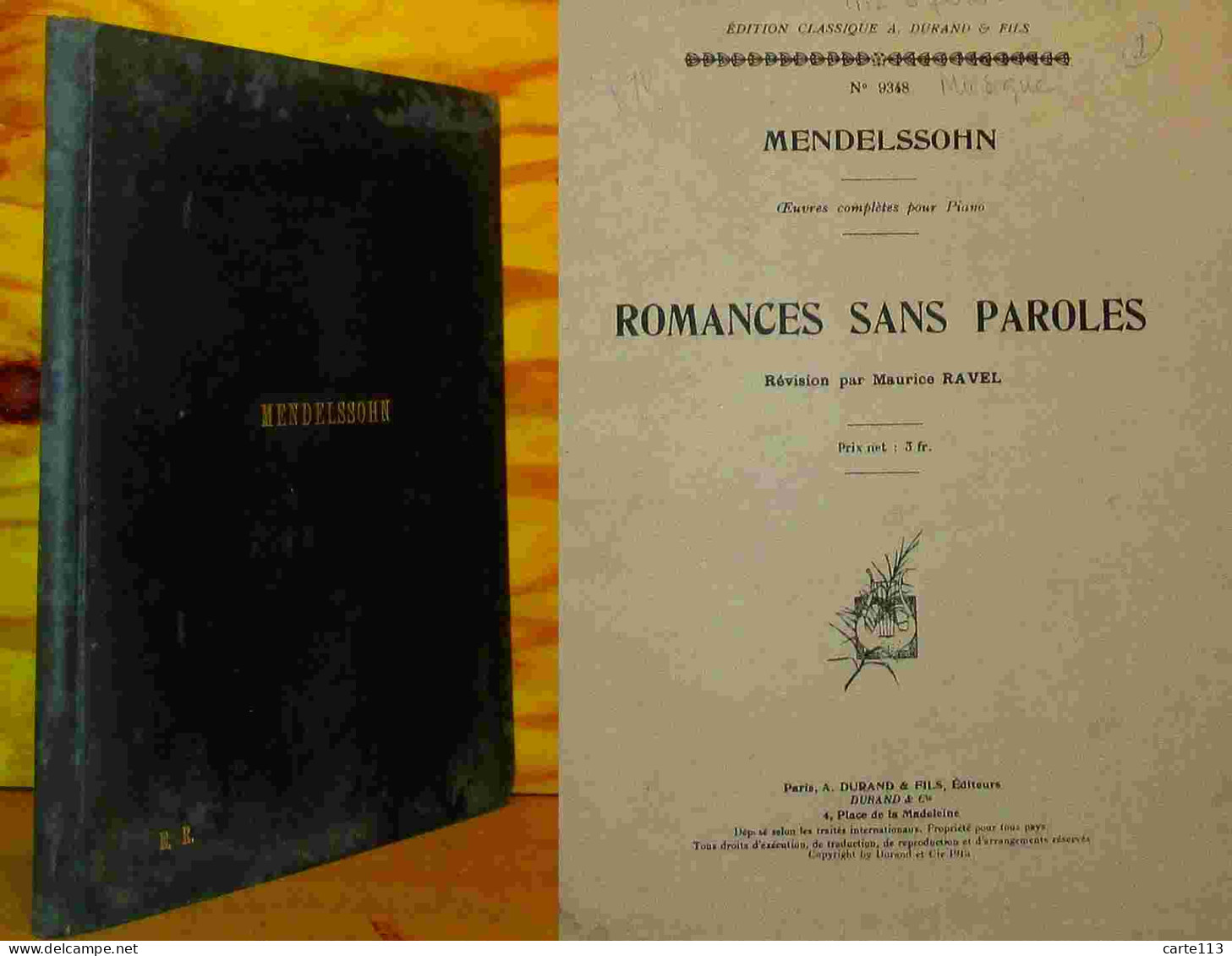 MENDELSSOHN  Felix - ROMANCES SANS PAROLES - REVISION PAR MAURICE RAVEL - 1901-1940