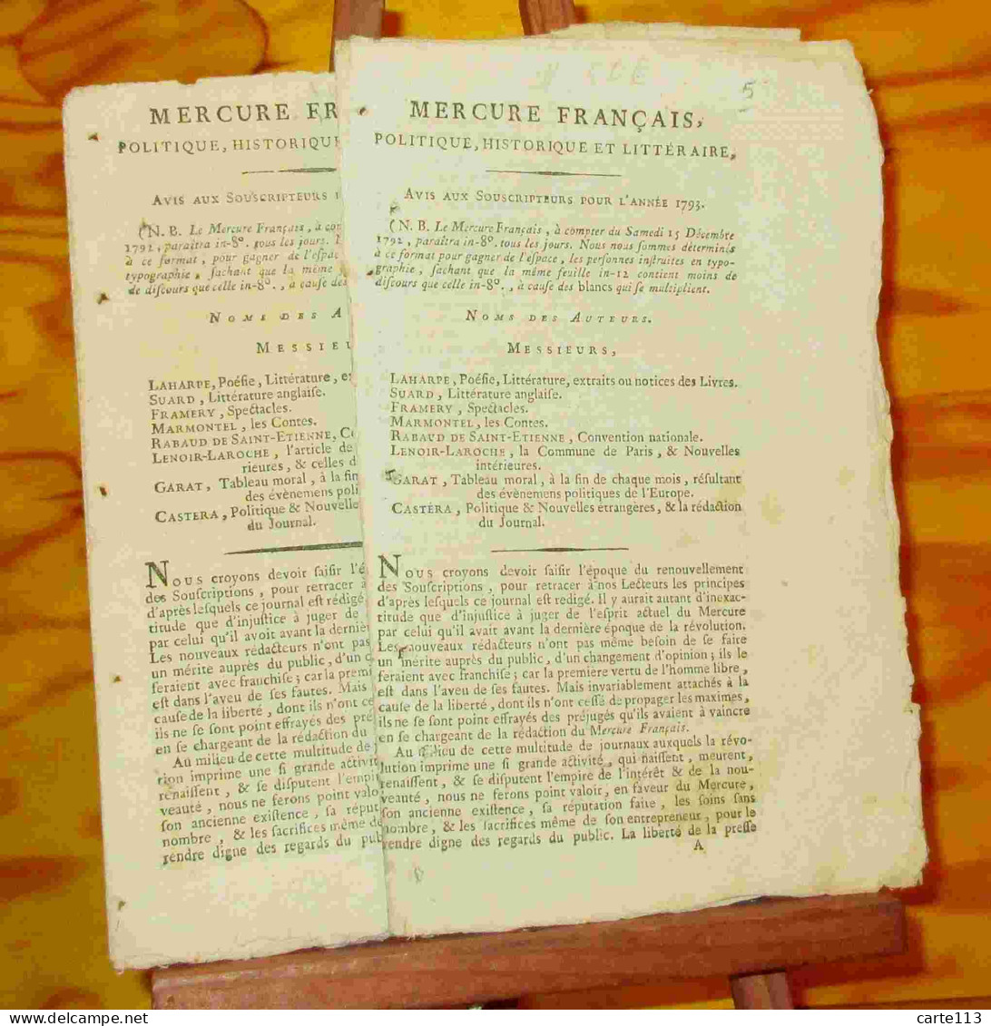 COLLECTIF   - MERCURE FRANCAIS POLITIQUE, HISTORIQUE ET LITTERAIRE - 15 DECEMBRE 17 - 1701-1800