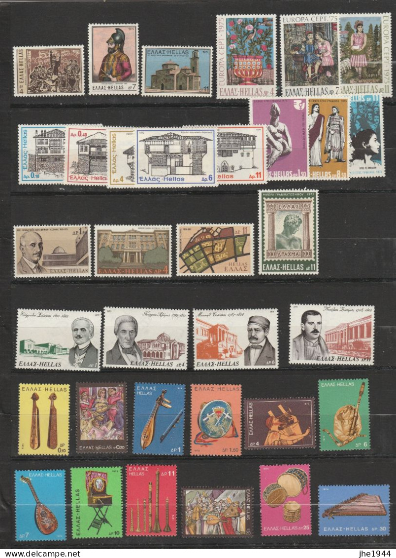 Grece N° 1173 à 1206 ** Année 1975 Compléte 34 Valeurs - Unused Stamps