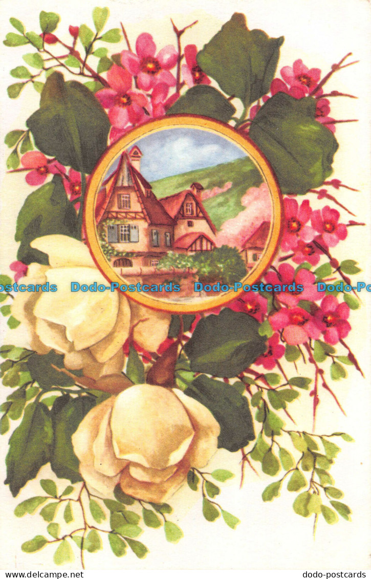 R061099 Old Postcard. House And Roses - Monde