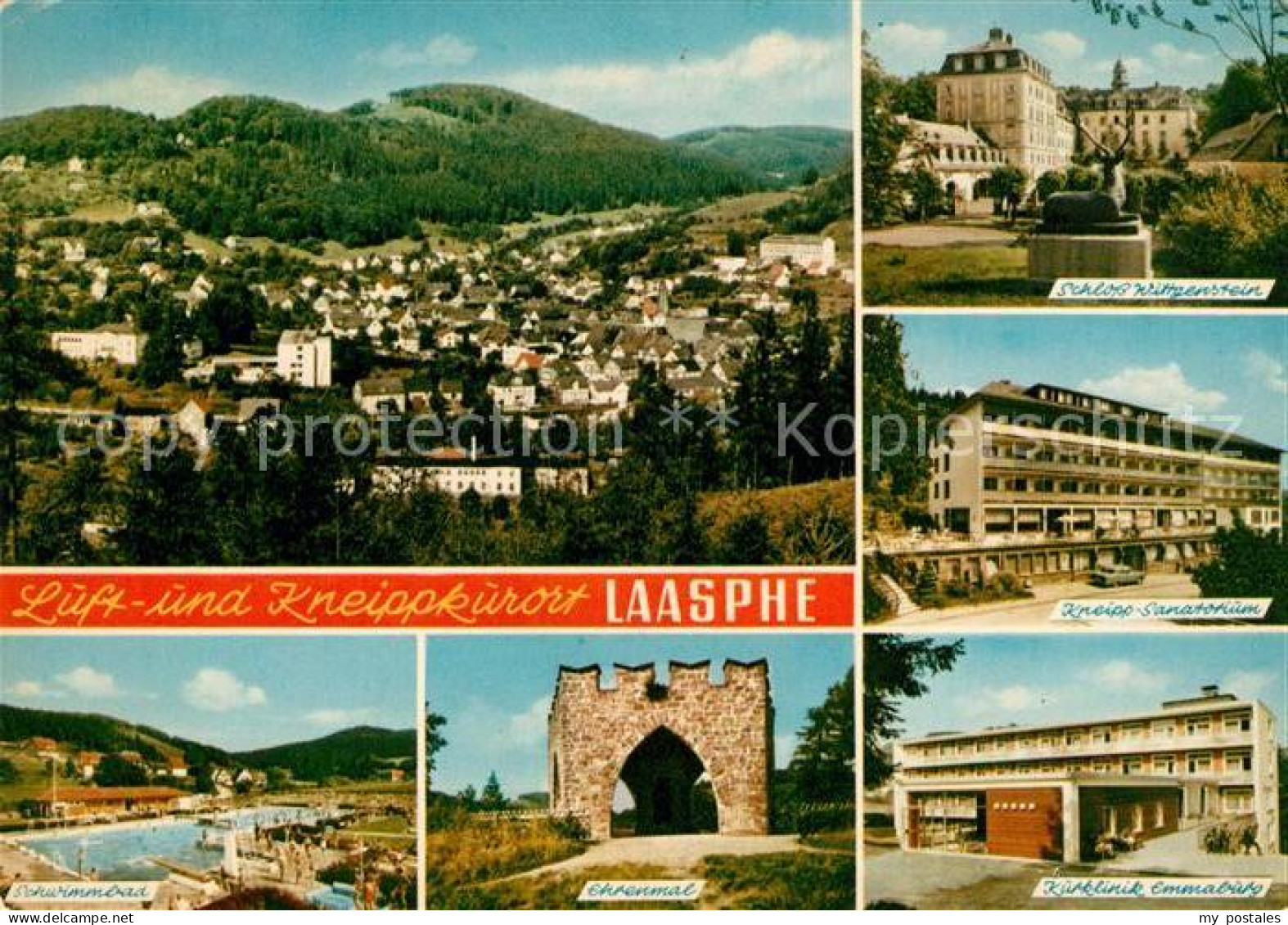 73104902 Bad Laasphe Stadtblick Schloss Wittgenstein Kneipp Sanatorium Schwimmba - Bad Laasphe