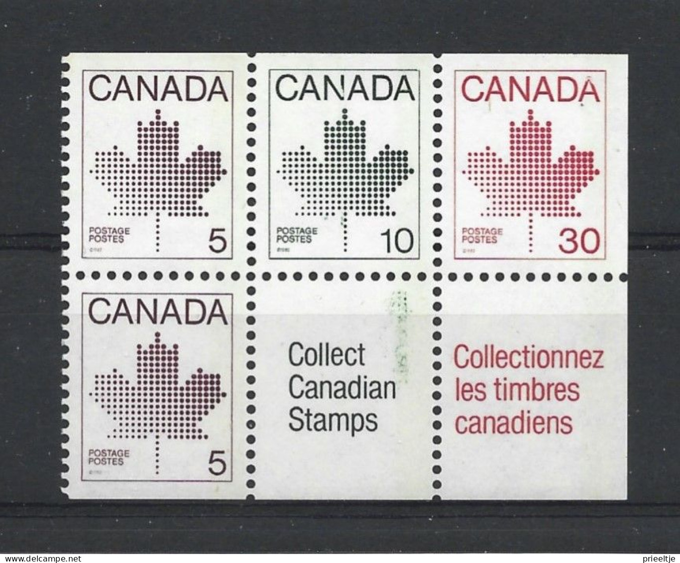 Canada 1982 Definitives Strip From Booklet  Y.T. 792/794 ** - Ongebruikt