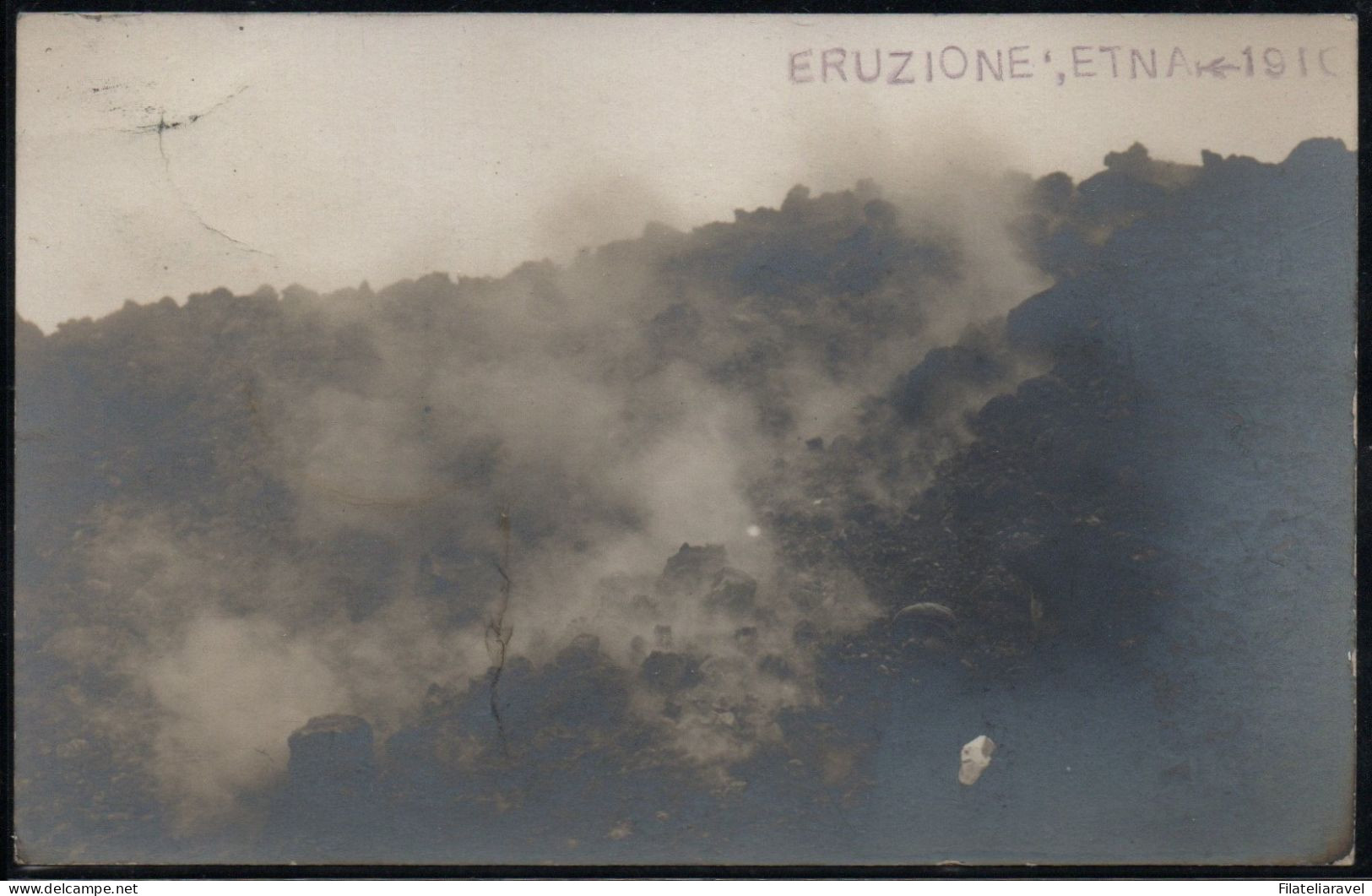 REGNO - 1915 Cartolina Fotografica "ERUZIONE ETNA 1910" Viaggiata Da Palermo A Napoli Il 17 /10/1915 - Poststempel (Flugzeuge)