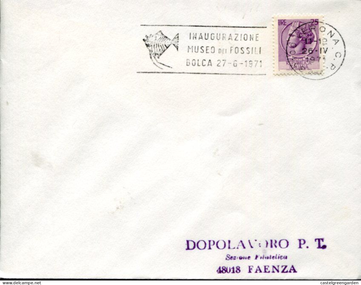 X0493 Italia, Special Postmark Verona 1971 For Exhibition Of The Fossil Museum,showing A Fossil Fish - Archeologie