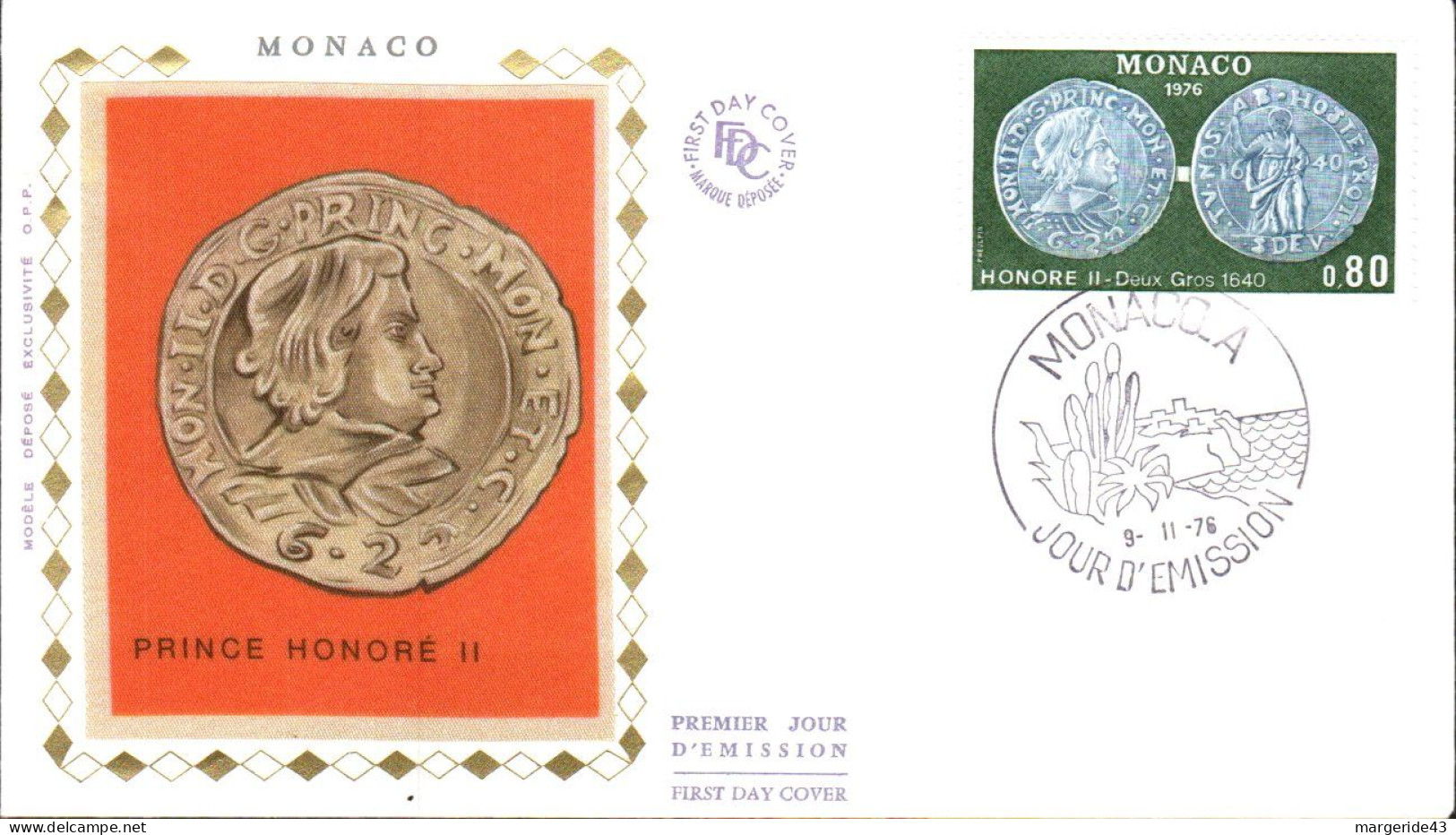 MONACO  FDC 1976 MONNAIE HONORE II - FDC