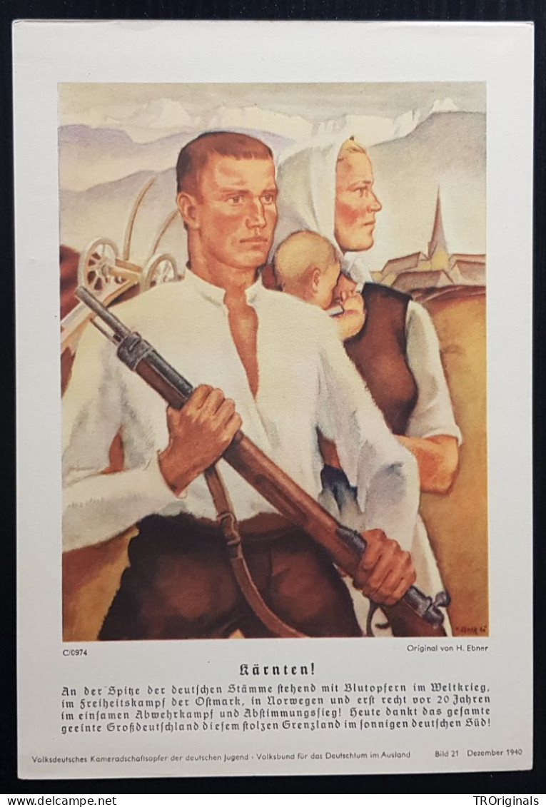 GERMANY THIRD 3rd REICH ORIGINAL RARE WILLRICH VDA MAXI CARD PRINT CARINTHIA! - Oorlog 1939-45