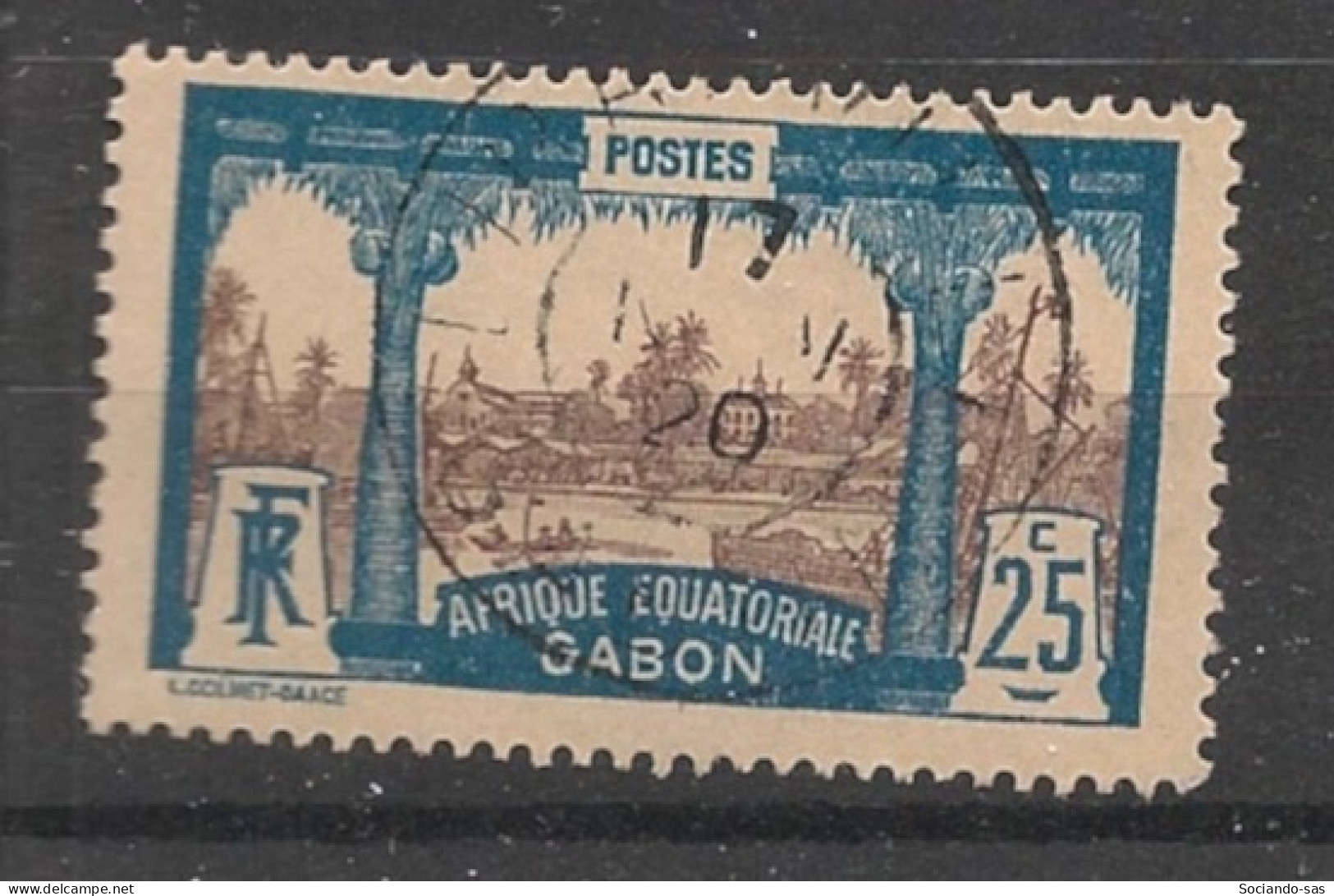 GABON - 1910-18 - N°YT. 56 - Libreville 25c Bleu Et Brun - Oblitéré / Used - Usados