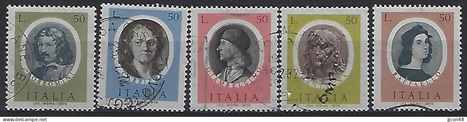 Italy 1974  Kunstlerportrats  (o) Mi.1442-1446 - 1971-80: Oblitérés