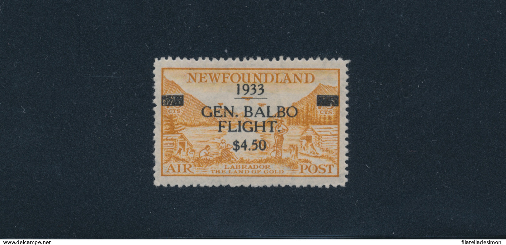 1933 - Terranova - New Foundland - "Generale Balbo Flight $ 4.50" - MNH** Certificato Giulio Bolaffi - Sonstige & Ohne Zuordnung