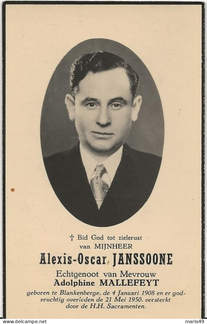 DP. ALEXIS JANSSOONE - MALLEFEYT ° BLANKENBERGE 1908 - + 1950 - Religion & Esotérisme