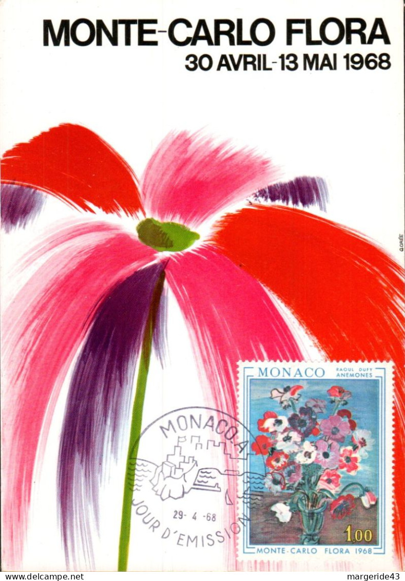 MONACO  CARTE MAXIMUM 1968 MONTE-CARLO FLORA - Maximumkaarten