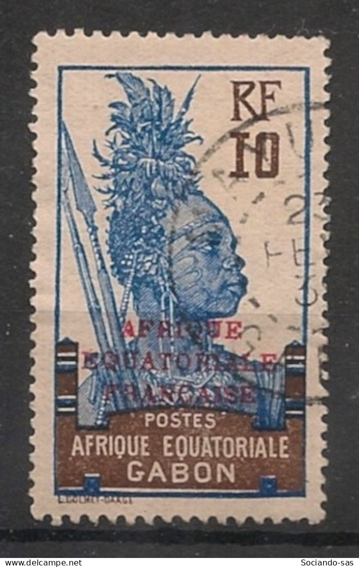 GABON - 1924-27 - N°YT. 93 - Guerrier 10c Bleu Et Brun - Oblitéré / Used - Used Stamps